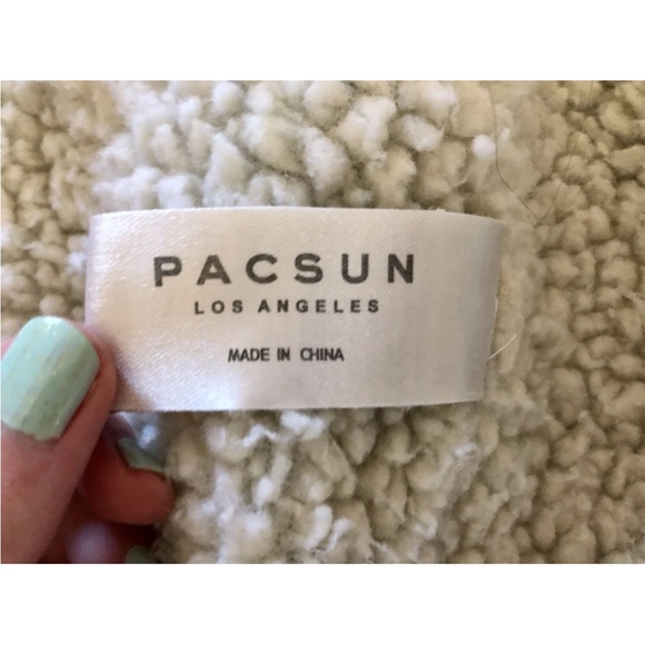 Pacsun Faux Sherpa Fleece Lined Denim Jacket Light Wash Grunge Vibes Warm - Picture 8 of 9